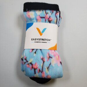 Viasox Easy Stretch Non Binding Diabetic Sock Women X Large NWT Cherry Blossom